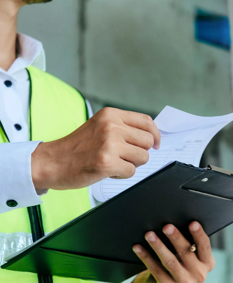 mężczyzna w&nbsp;kamizelce odblaskowej